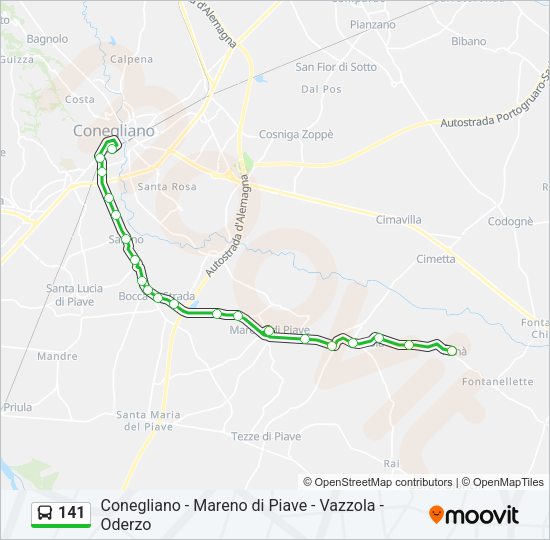 Percorso linea bus 141