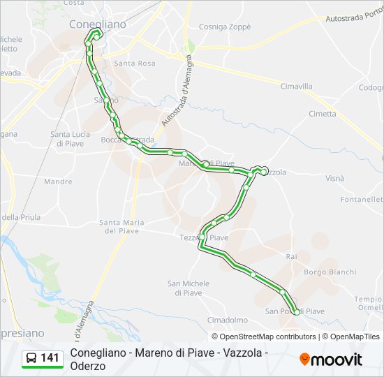 Percorso linea bus 141