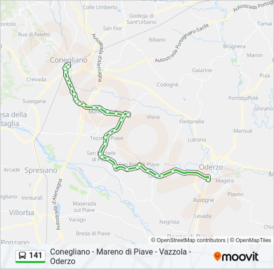 Percorso linea bus 141