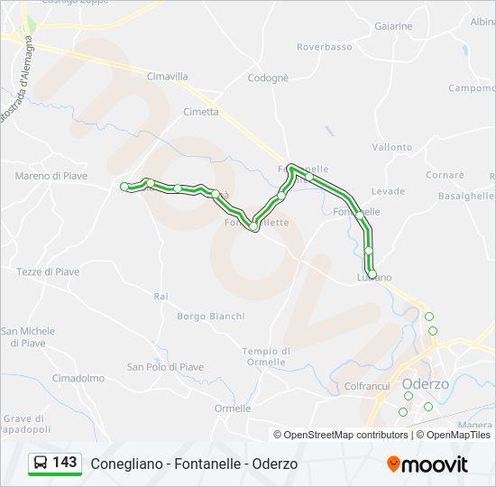 Percorso linea bus 143