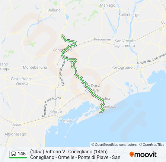Percorso linea bus 145