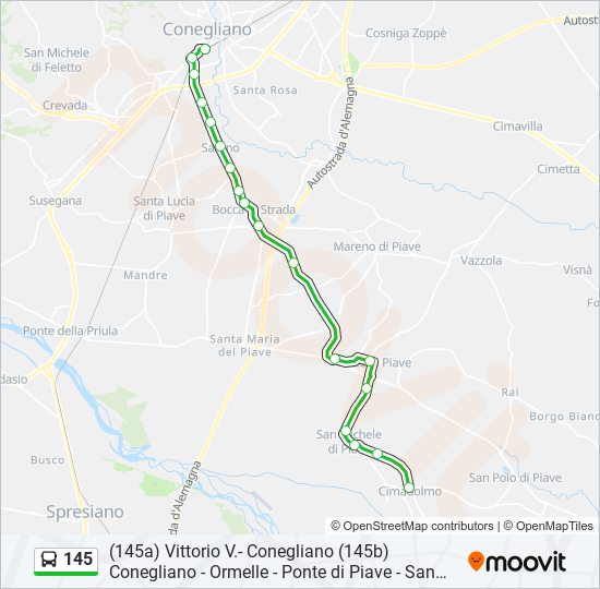 Percorso linea bus 145