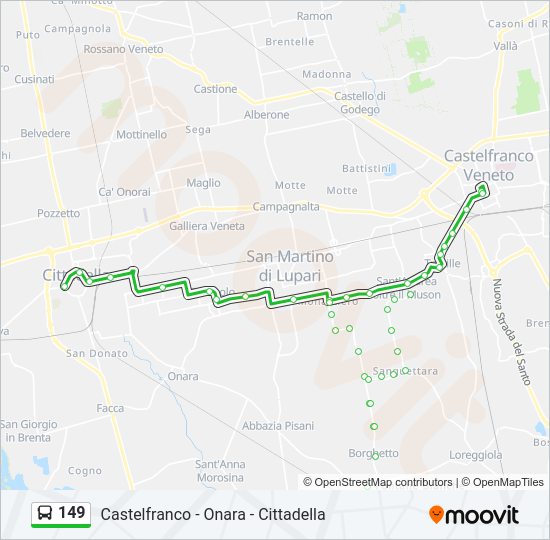 Percorso linea bus 149