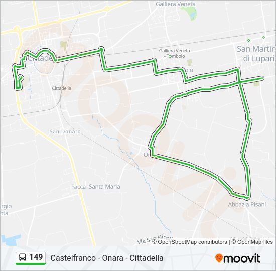 Percorso linea bus 149