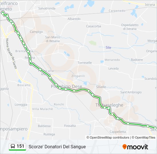 Percorso linea bus 151