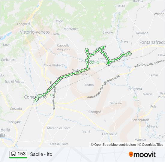 Percorso linea bus 153