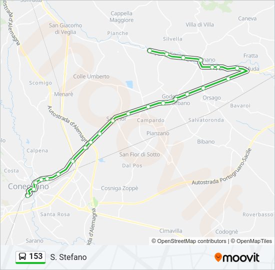 Percorso linea bus 153