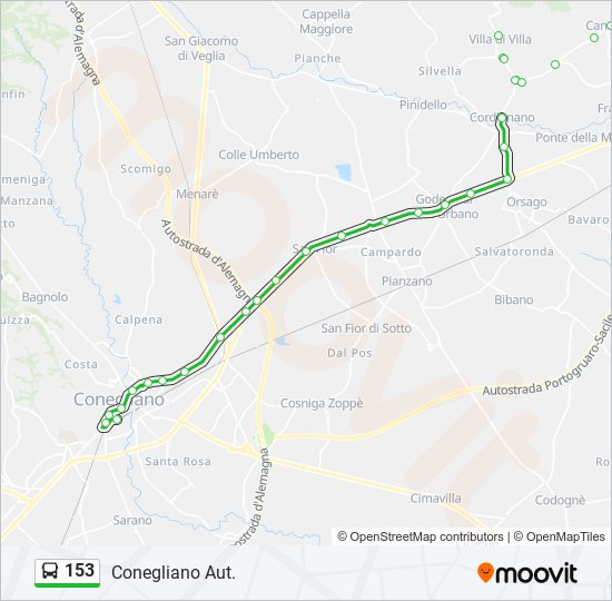Percorso linea bus 153