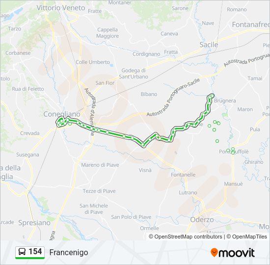 Percorso linea bus 154