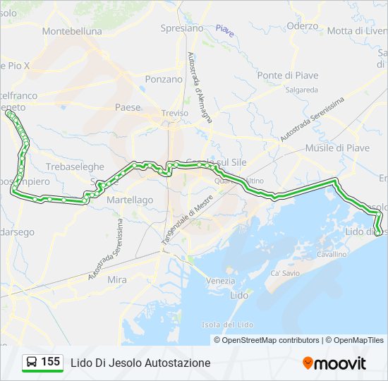 Percorso linea bus 155