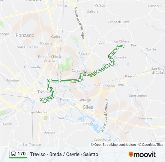 Percorso linea bus 170