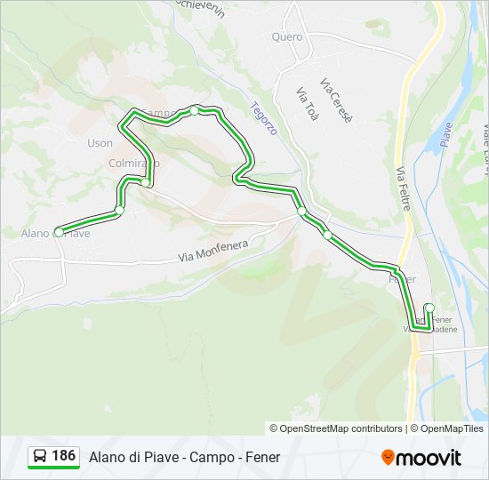 Percorso linea bus 186