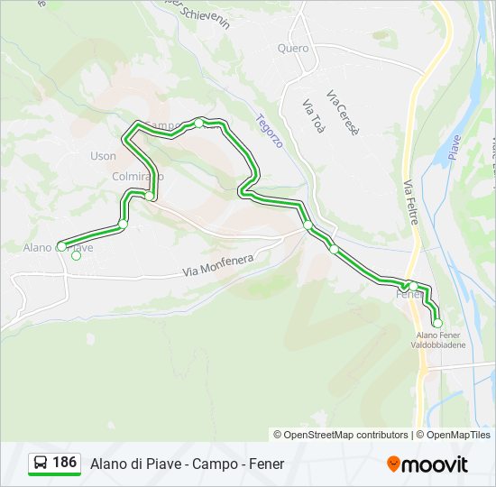 186 bus Line Map