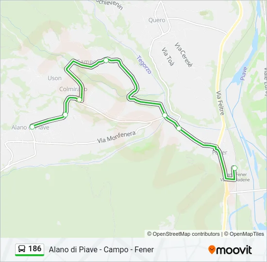 186 Bus Line Map