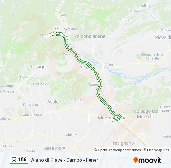 Percorso linea bus 186