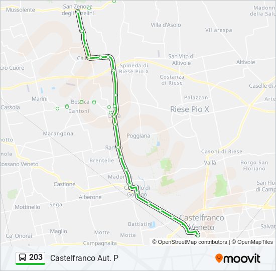 203 bus Line Map