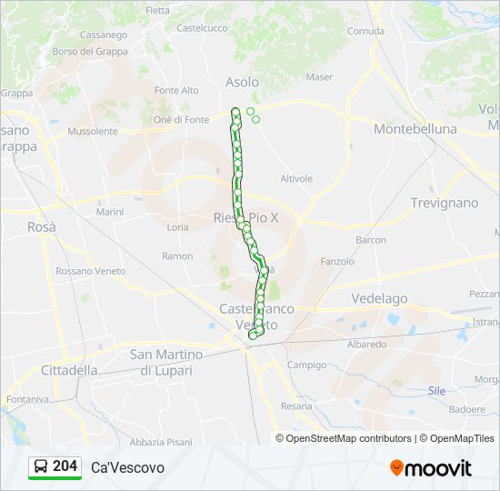 204 Route Schedules Stops Maps Ca Vescovo Updated