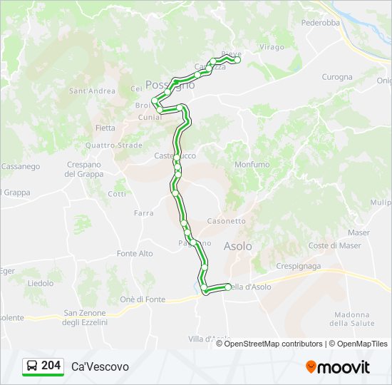 204 Route Schedules Stops Maps Ca Vescovo Updated