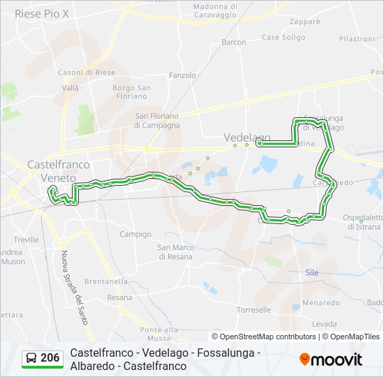 Percorso linea bus 206