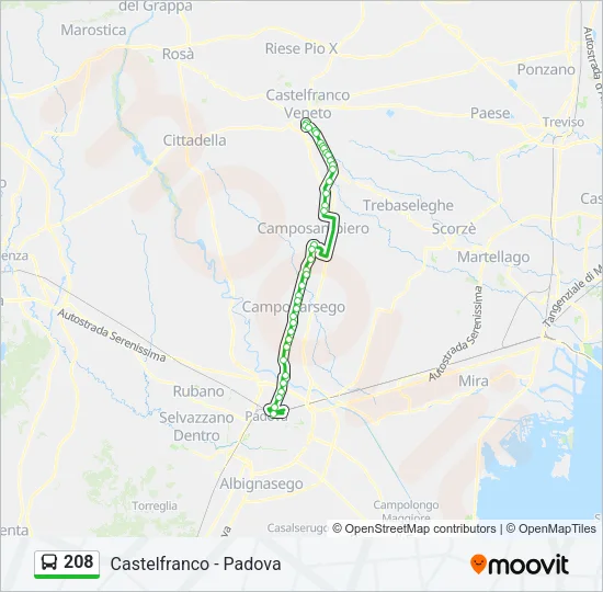 208 Bus Line Map