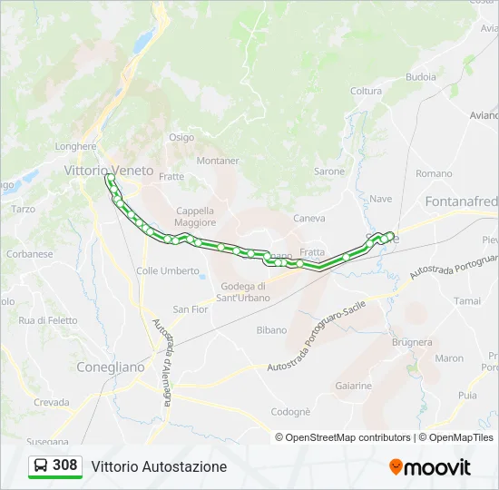 308 Bus Line Map