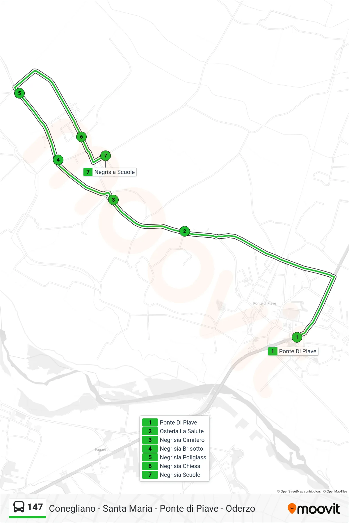 Linea 147  bus (Negrisia Scuole) - Percorsi e fermate sulla mappa