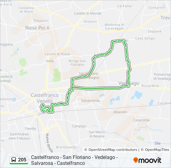 Percorso linea bus 205