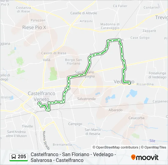 205 Bus Line Map