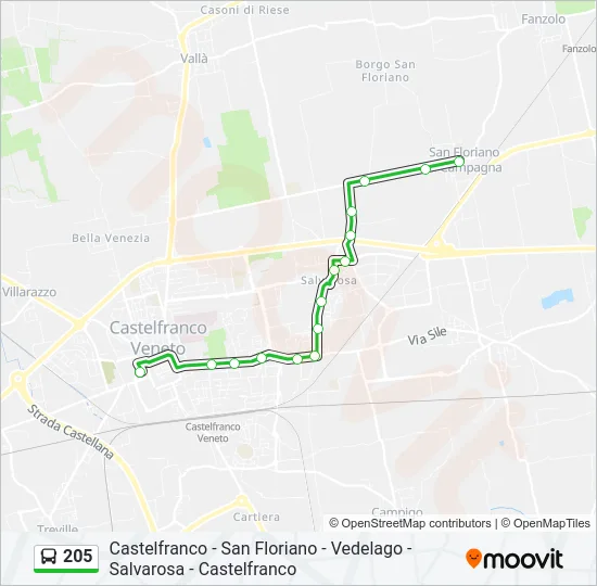 205 Bus Line Map
