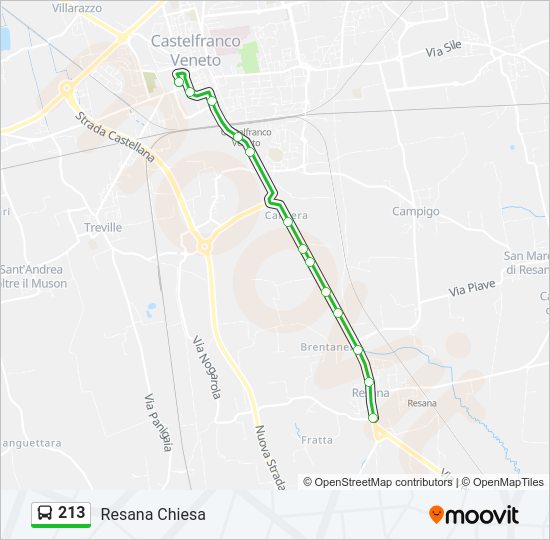 Percorso linea bus 213