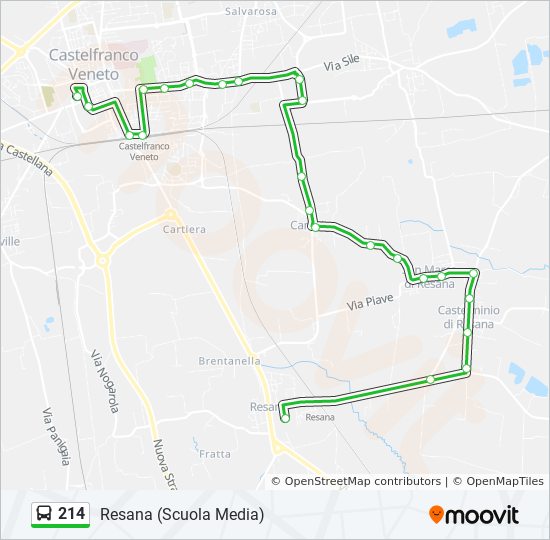 214 bus Line Map