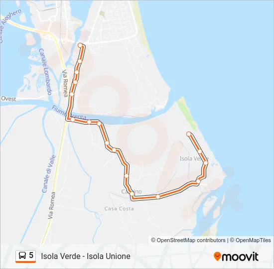 5 Bus Line Map