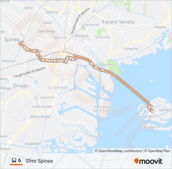 Percorso linea bus 6