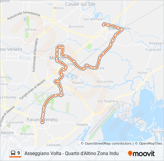Percorso linea bus 9