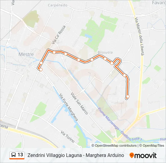 13 Bus Line Map