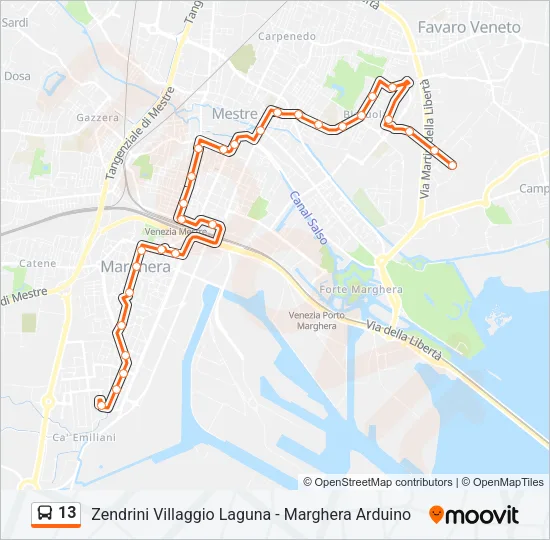13 Bus Line Map