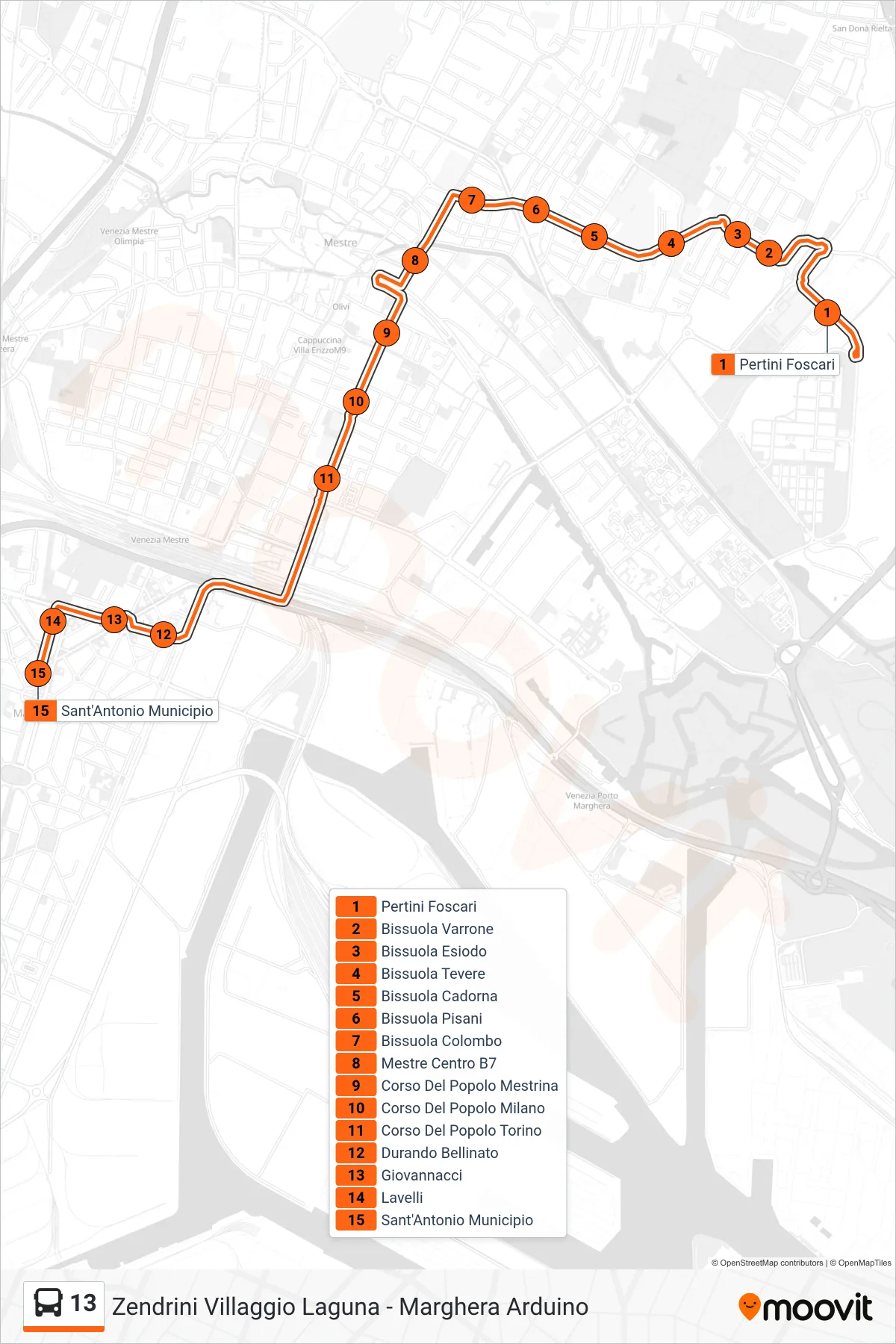 Linea 13 bus (Sant'Antonio Municipio) - Percorsi e fermate sulla mappa