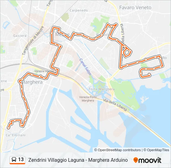 13 Bus Line Map