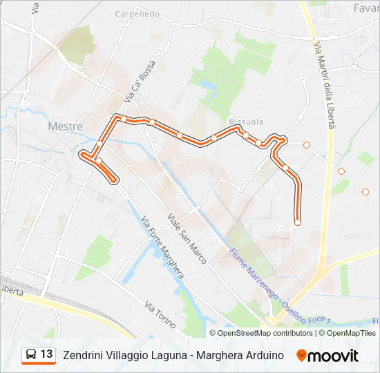 13 Bus Line Map