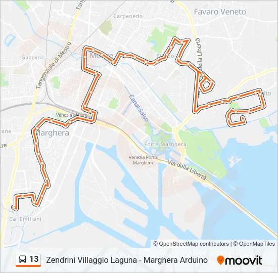 13 Bus Line Map