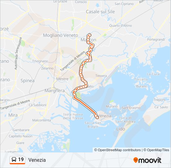 Percorso linea bus 19