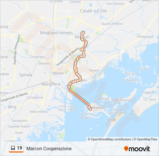 Percorso linea bus 19