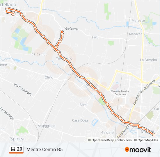 Percorso linea bus 20