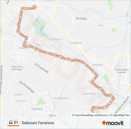 21 Bus Line Map