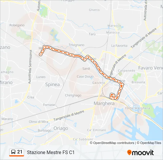 21 Bus Line Map