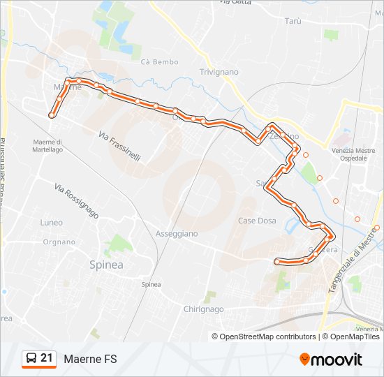 21 bus Line Map