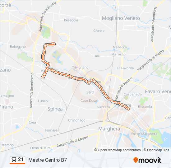 Percorso linea bus 21