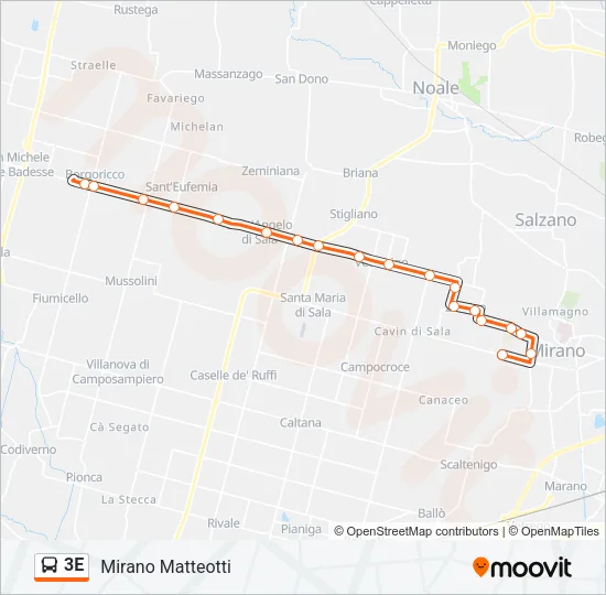 3E Bus Line Map