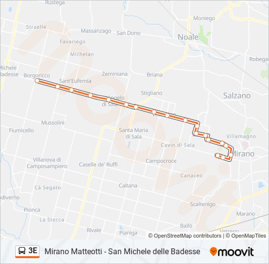 Percorso linea bus 3E