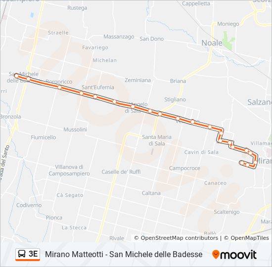 Percorso linea bus 3E